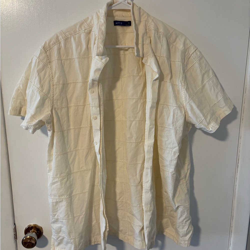 Cream Short Sleeve Button-Up Shirt
